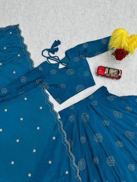 Launching Festival Special Pc 553 Chinon Blue Lehenga choli manufacturers
